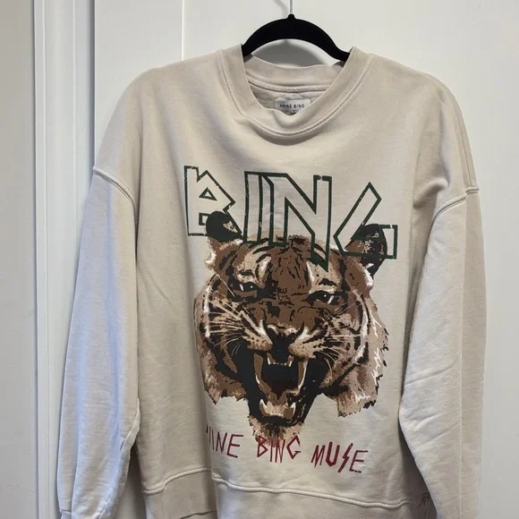 Anine Bing Cream Tiger Graphic Sweatshirt - Picture 3 of 6